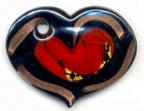Black, Aventurina, Red, Gold Foil Heart Pendant